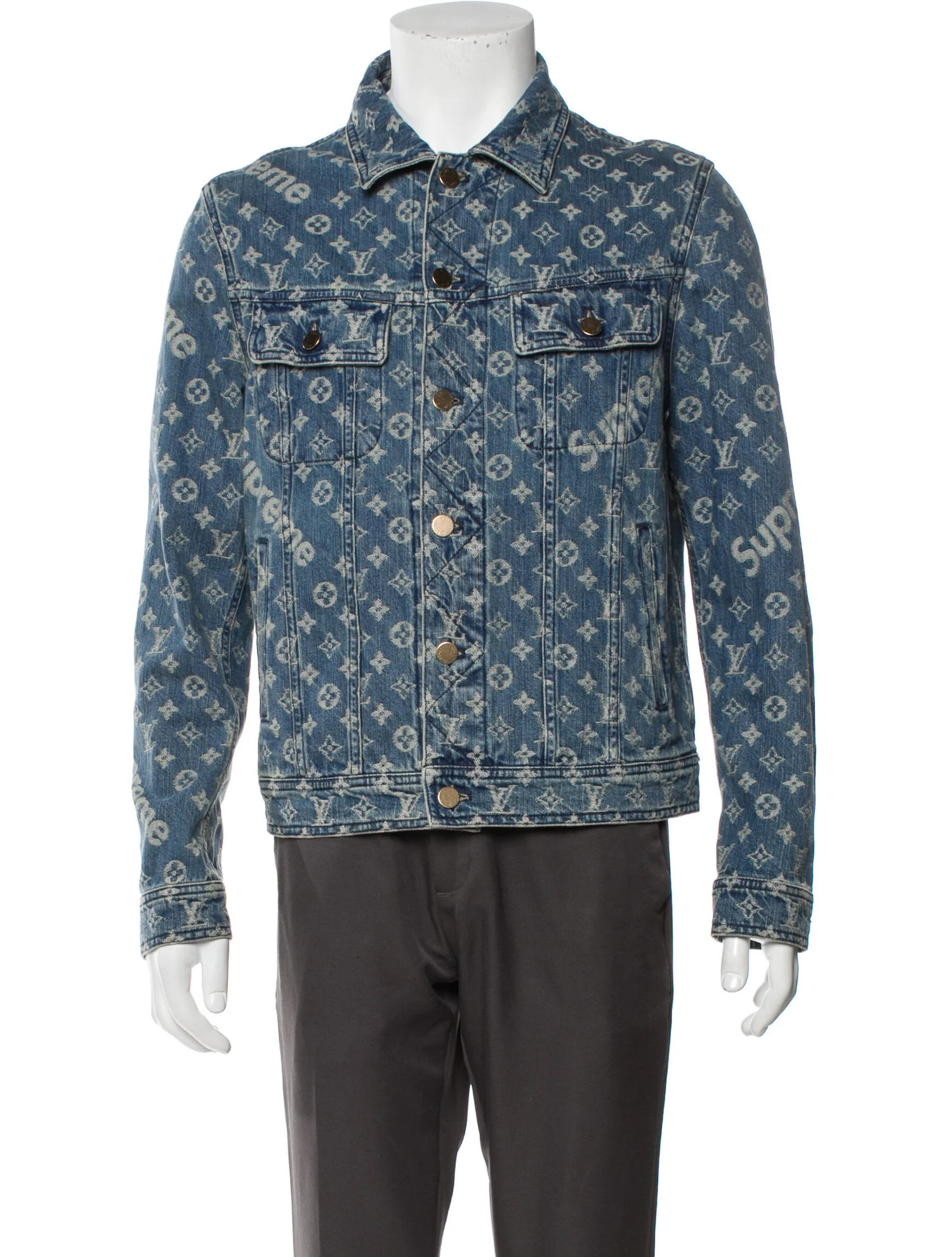 LOUIS VUITTON X SUPREME 2017 Denim Trucker Jacket