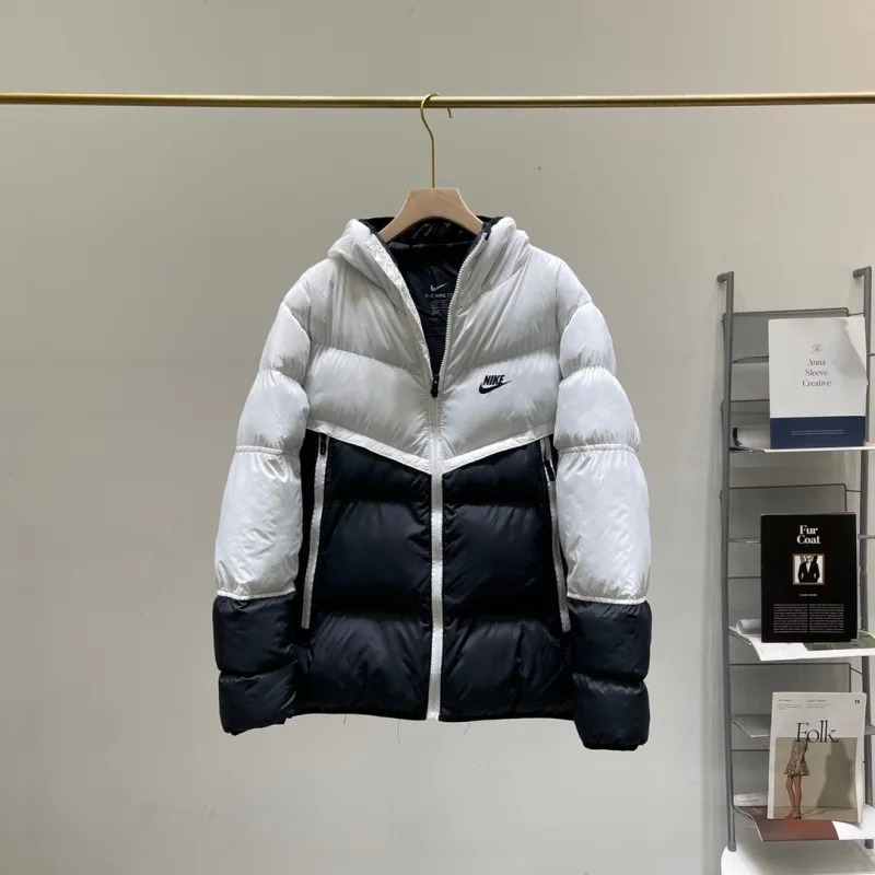 『M-2XL』好感度100％ 質感のいい ファッション 配色 ふわふわ フード付き ジッパー 冬 ダウンアウター