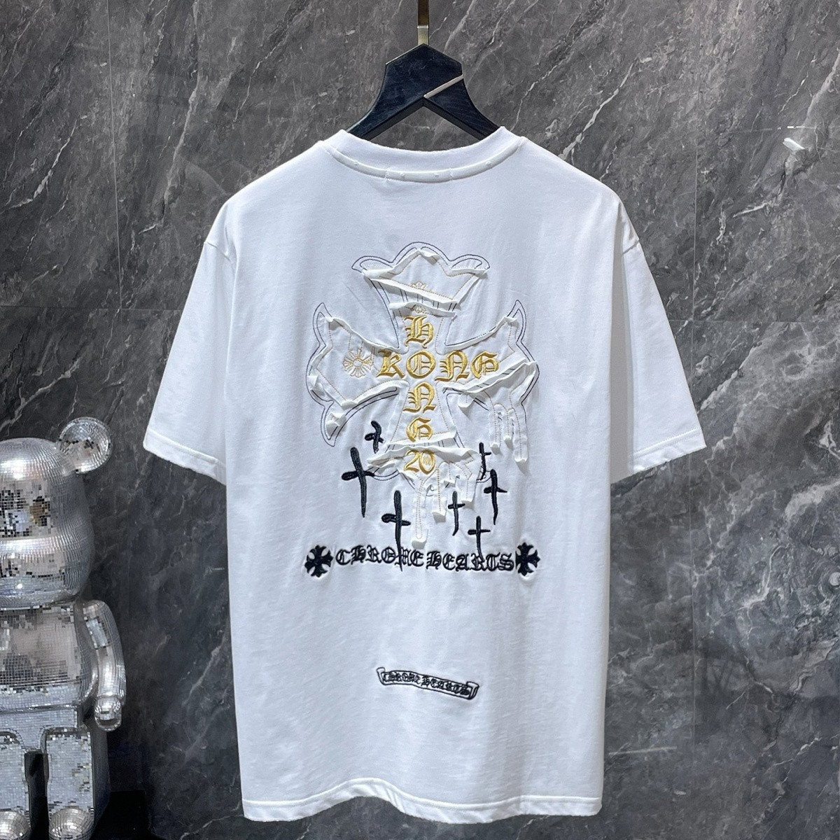 『S-XL』メンズ＆レディース 半袖 刺繍入り クルーネック カジュアル ルーズフィット シャツ