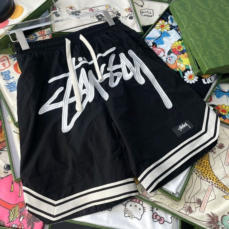 『S-2XL』クラシックな刺繍入りユニセックススポーツルーズフィットショーツ速乾性