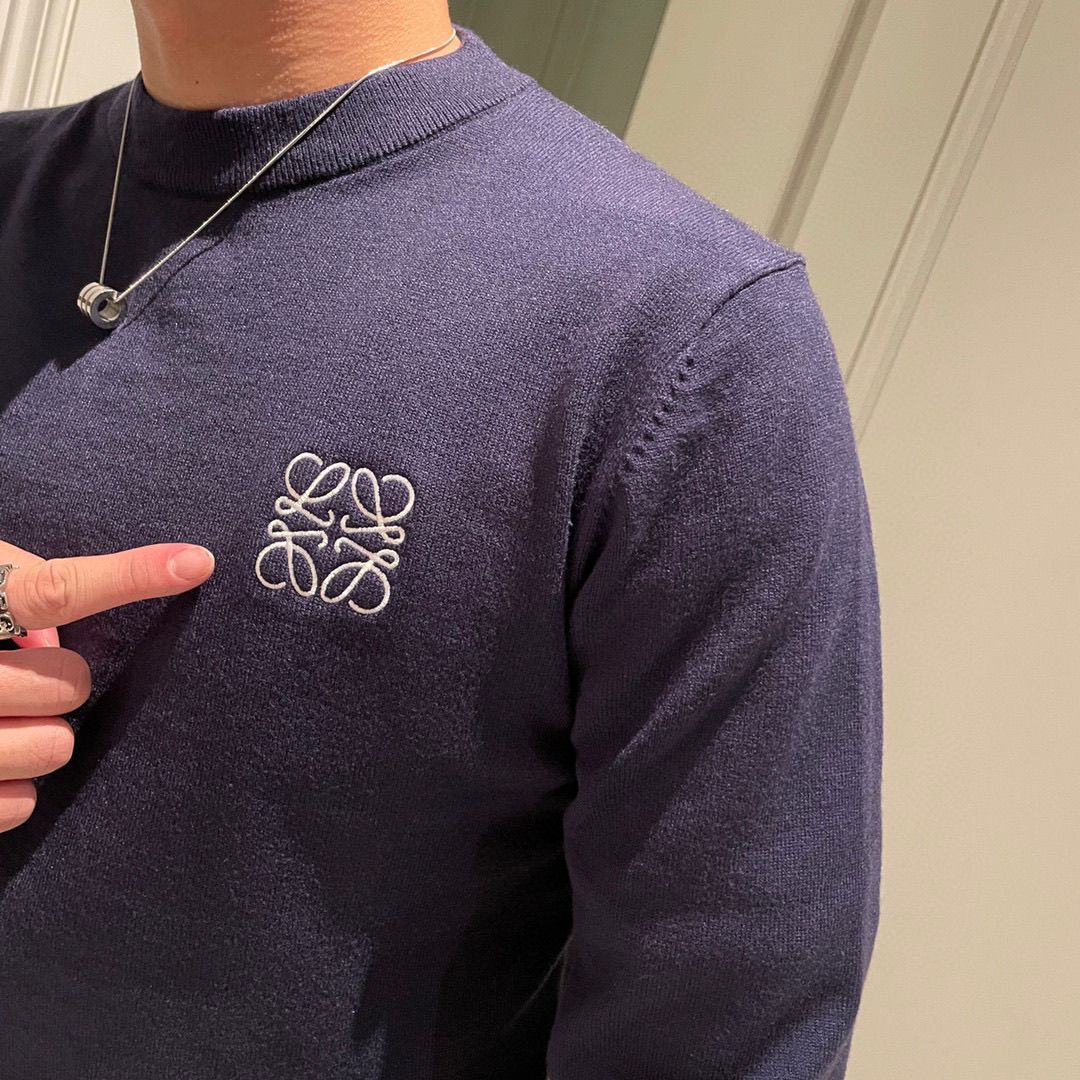 『M-3XL』秋冬新作セーター刺繍メンズラウンドネックファッションカジュアルボトム暖かいウールセーター