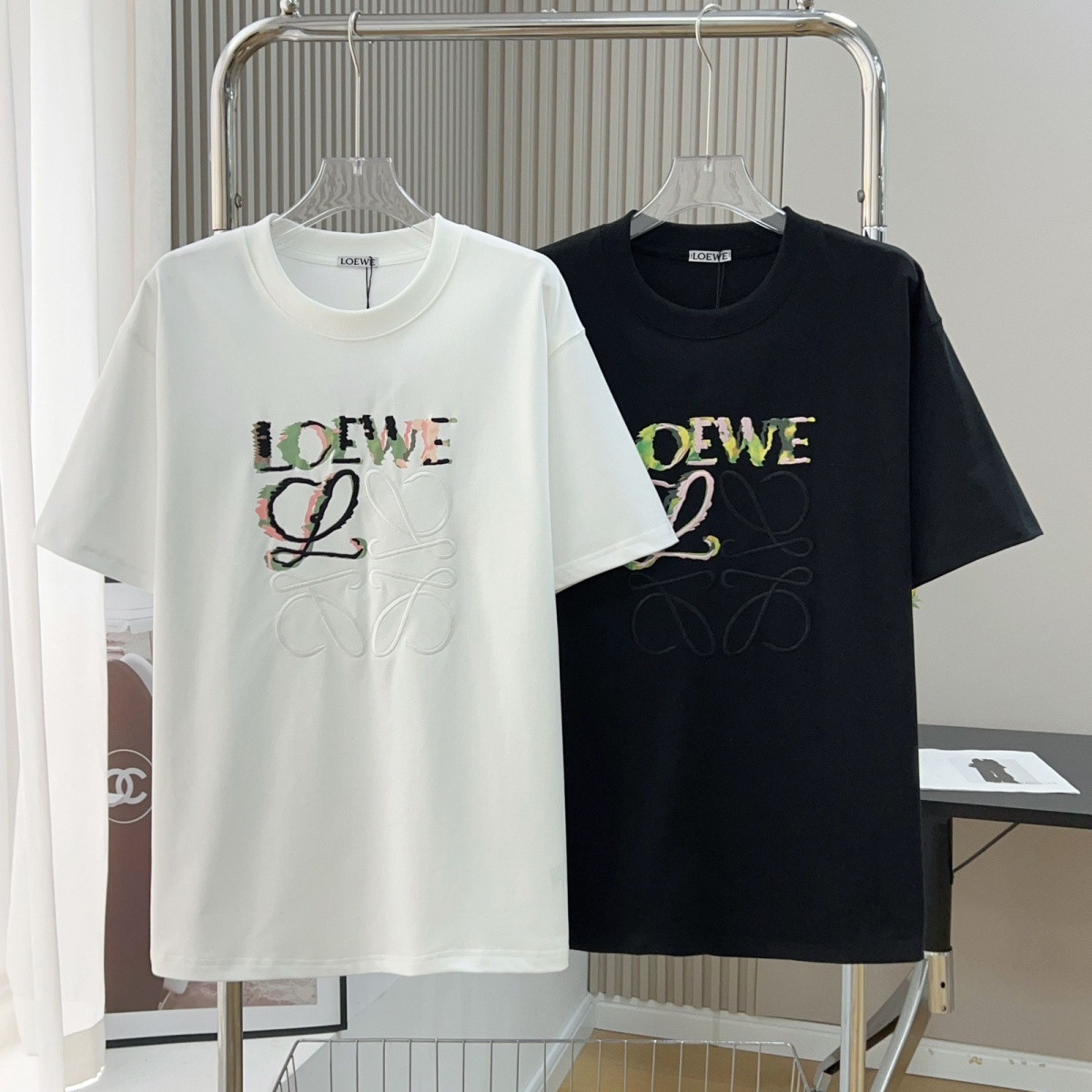 『S-L』夏のカップル刺繍入りトレンディTシャツ