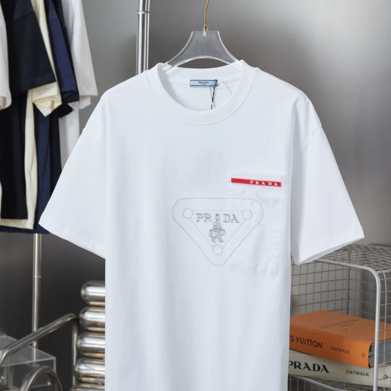 『S-XL』メンズ用夏物刺繍入り半袖Tシャツ、純綿