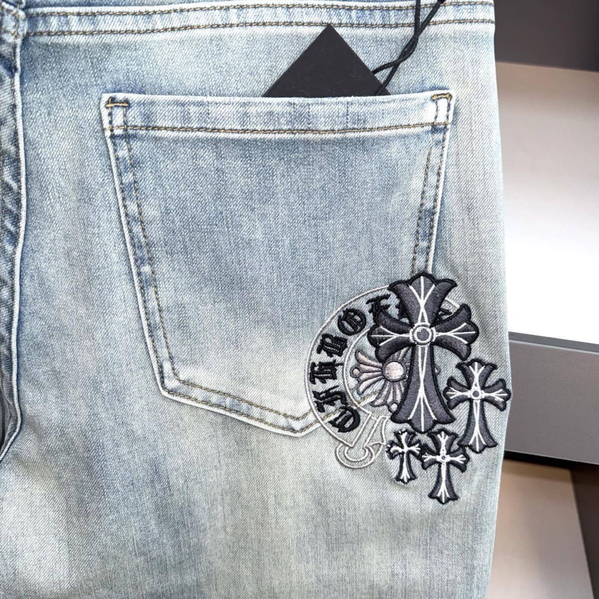 『S-3XL』カジュアルなスリムフィット刺繍入りメンズジーンズ、ファッショナブル
