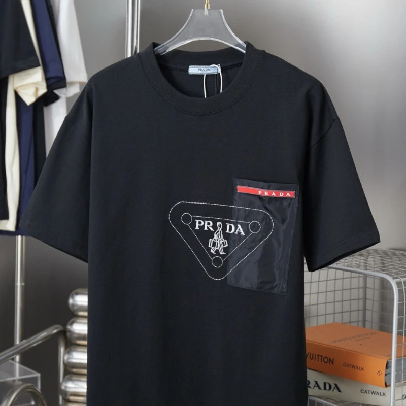『S-XL』メンズ用夏物刺繍入り半袖Tシャツ、純綿