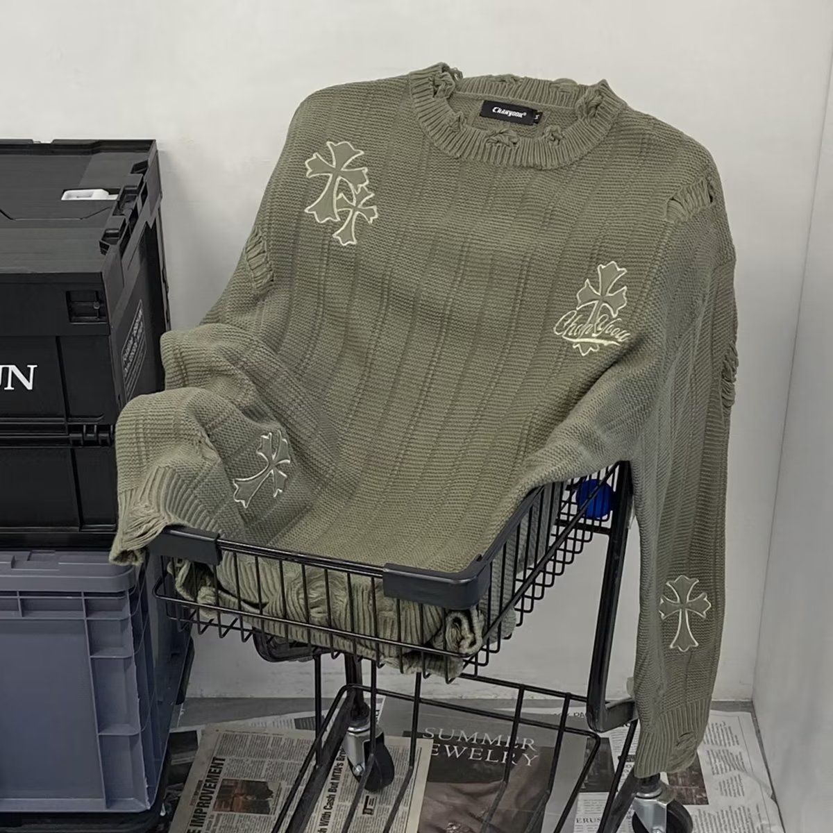 『S-8XL』レトロな秋冬のゆったりセーターのカップルコーデ