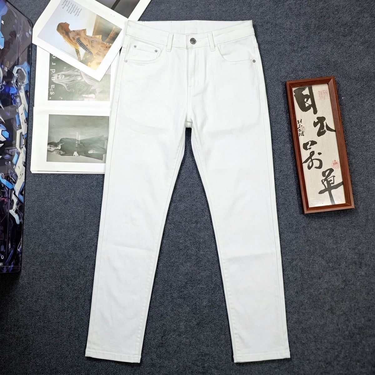 『28-38』夏物高級メンズジーンズ、ファッショナブルなストレッチスリムフィットパンツ
