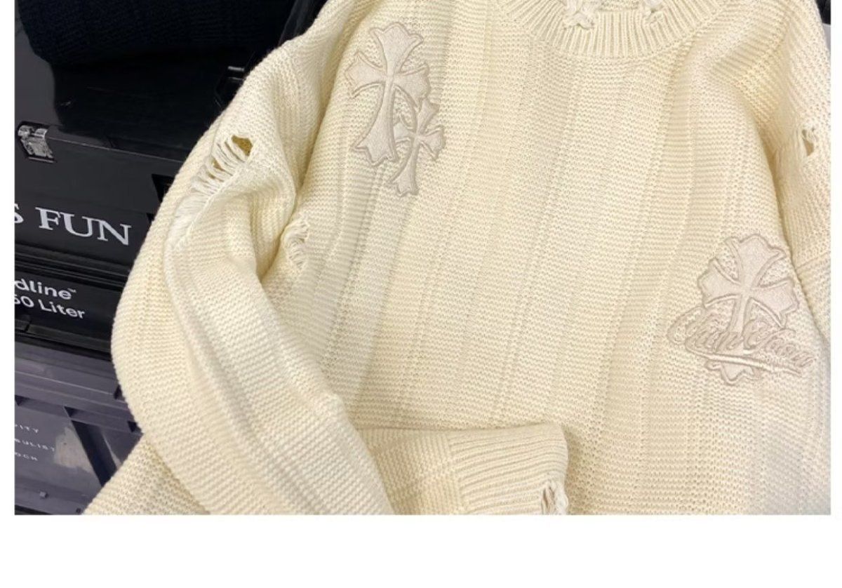『S-8XL』レトロな秋冬のゆったりセーターのカップルコーデ