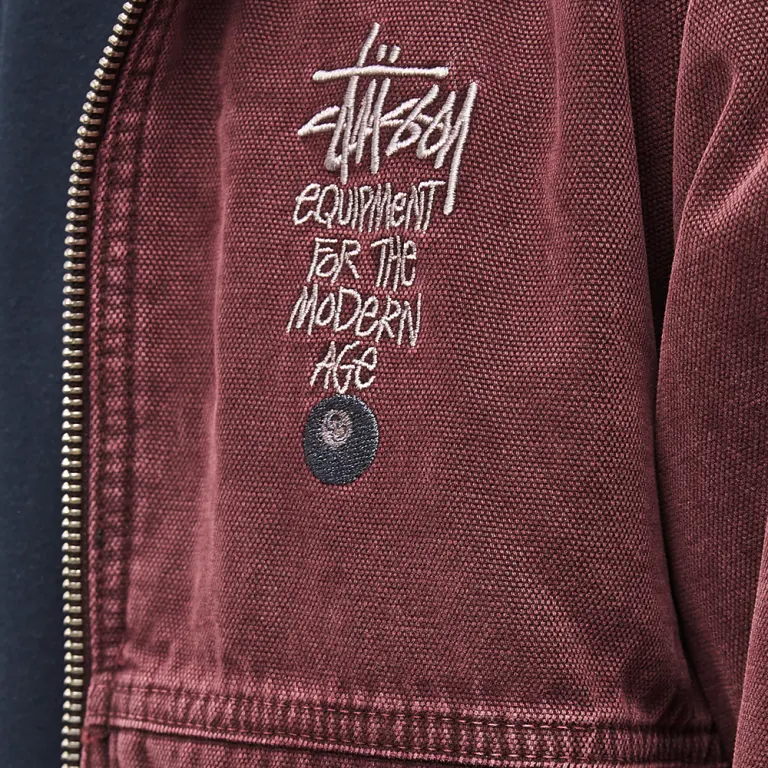 STUSSY帆布保温作業ジャケット綿版ツアー22AW CANVASINSULATED WORK JACKET帆布絶縁水洗いジャケット綿服綿聯帽ジッパーコート男女秋冬