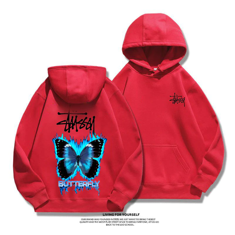 STUSSY purple butterfly hoodie