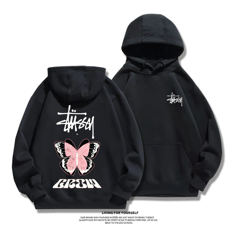 STUSSY purple butterfly hoodie