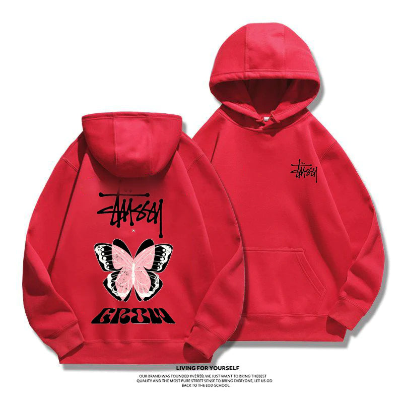 STUSSY purple butterfly hoodie