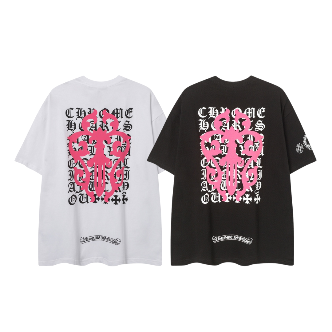 クロムハーツChrome Hearts Tシャツ黒&白 H0142　　メンズ
