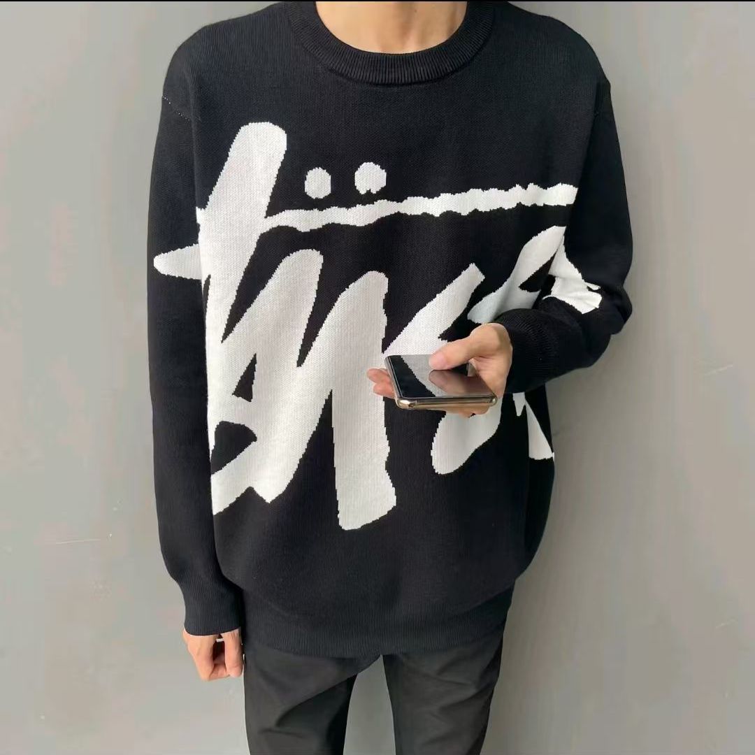 『S-3XL』クルーネック ロゴ メンズレディース ペア セーター ニット カジュアル ゆったり ニットトップス