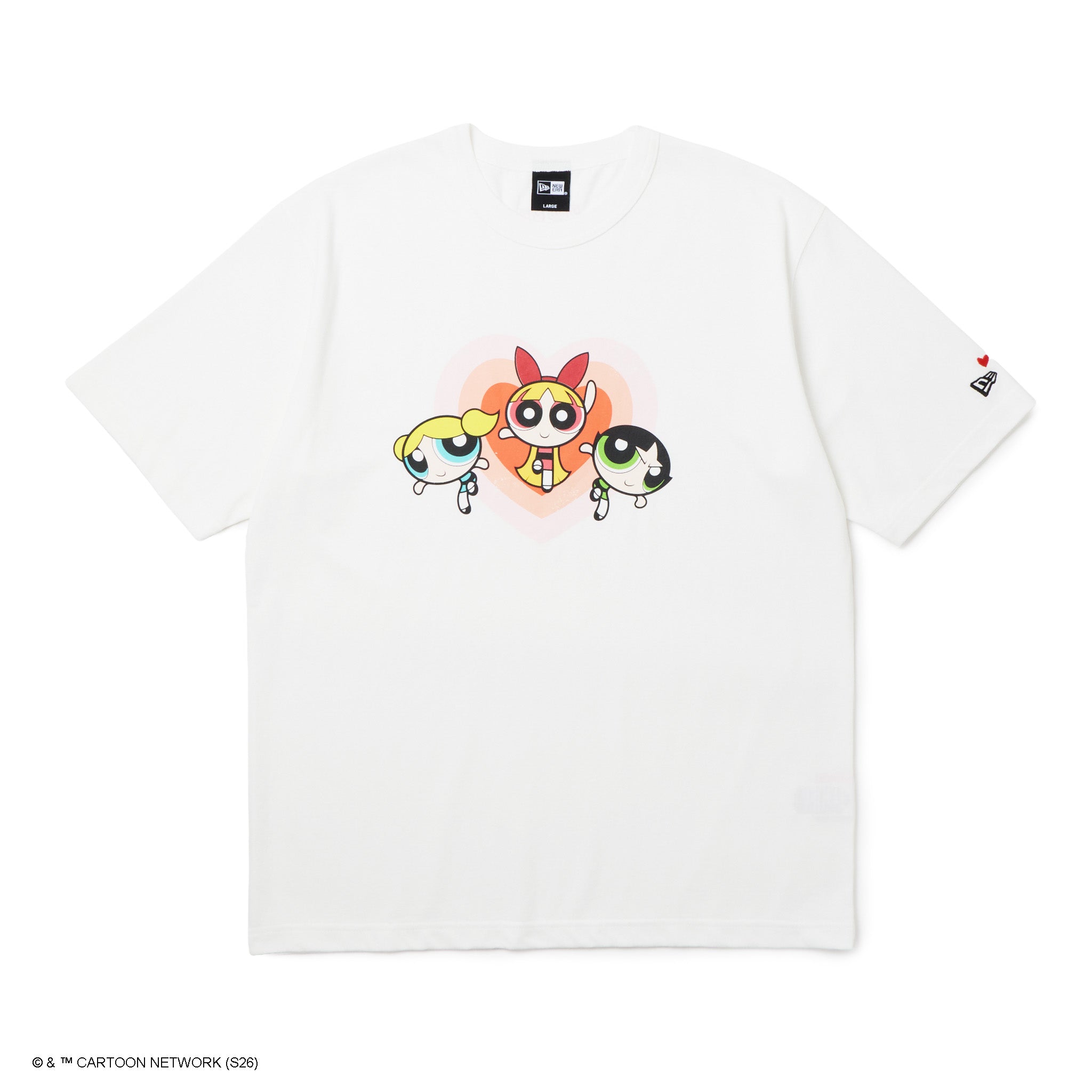 半袖 ウォッシュドコットン Tシャツ The Powerpuff Girls パワーパフ ガールズ ハート  オフホワイト