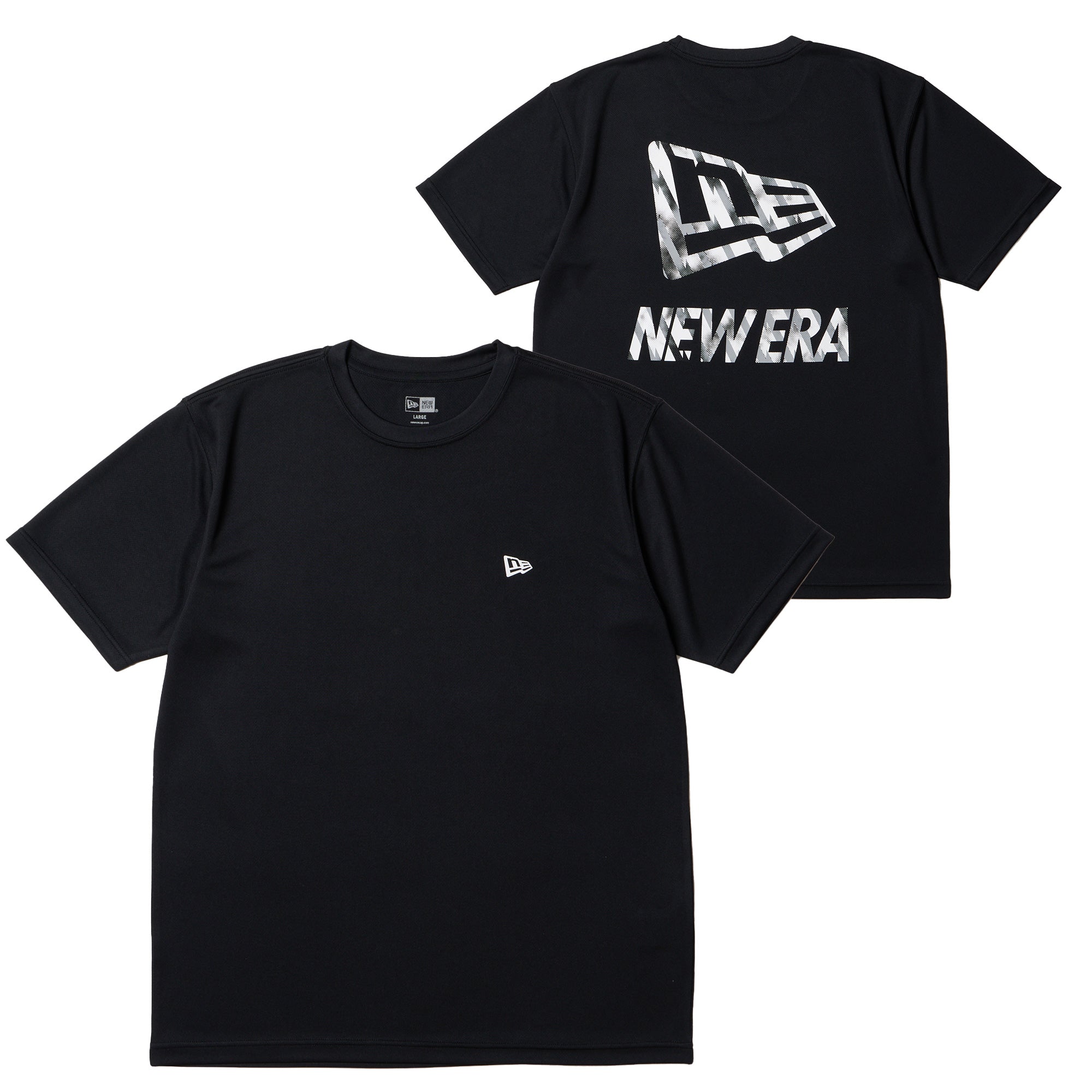 半袖 テックTシャツ タイダイ パターン Flag ＆ Wordmark Logo ブラック | パフォーマンスアパレル