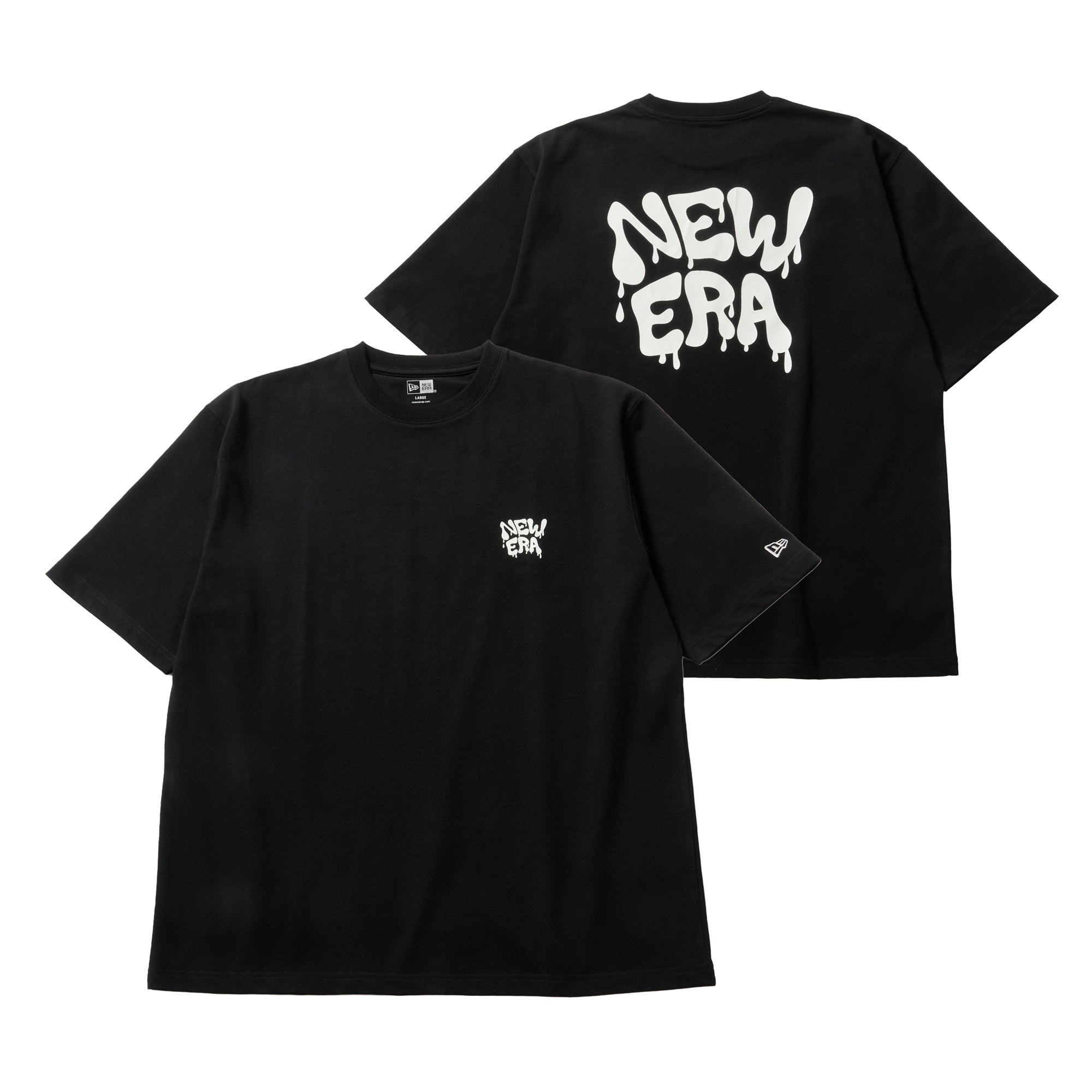 半袖 オーバーサイズド コットン Tシャツ Wall Art ブラック
