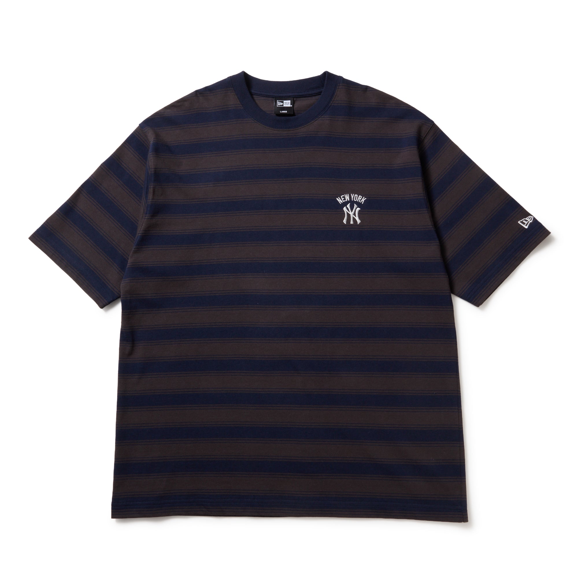 半袖 オーバーサイズド コットン Tシャツ ボーダー ニューヨーク･ヤンキース ネイビー