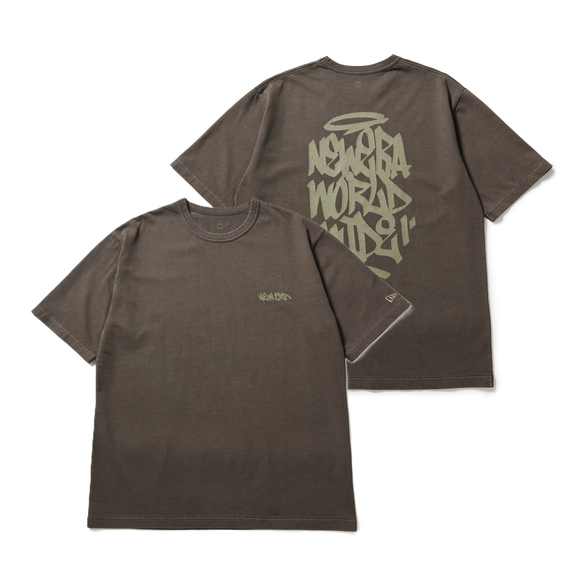 半袖 ガーメントダイ コットン Tシャツ Tagging ブラウン