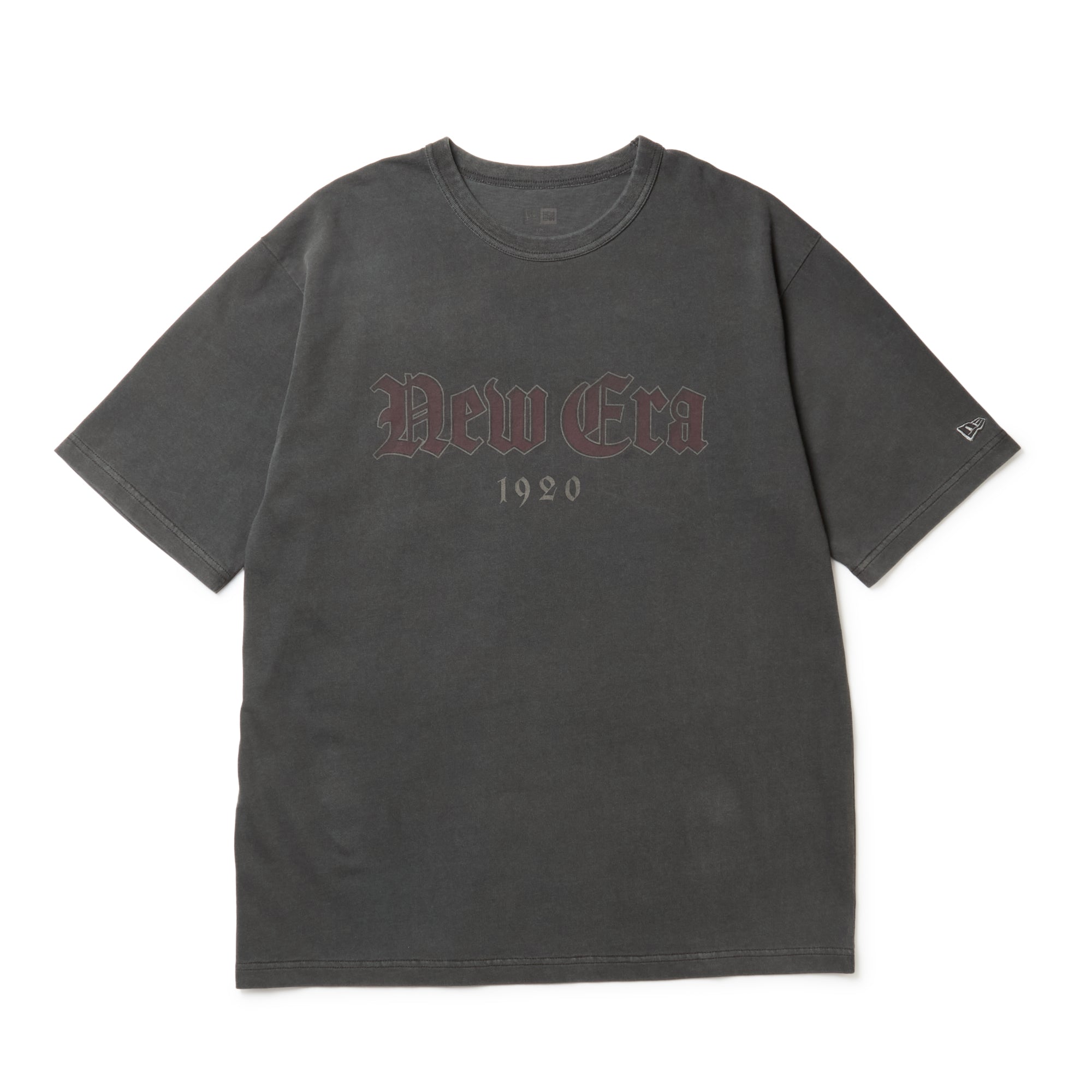 半袖 ガーメントダイ コットン Tシャツ College Logo チャコール