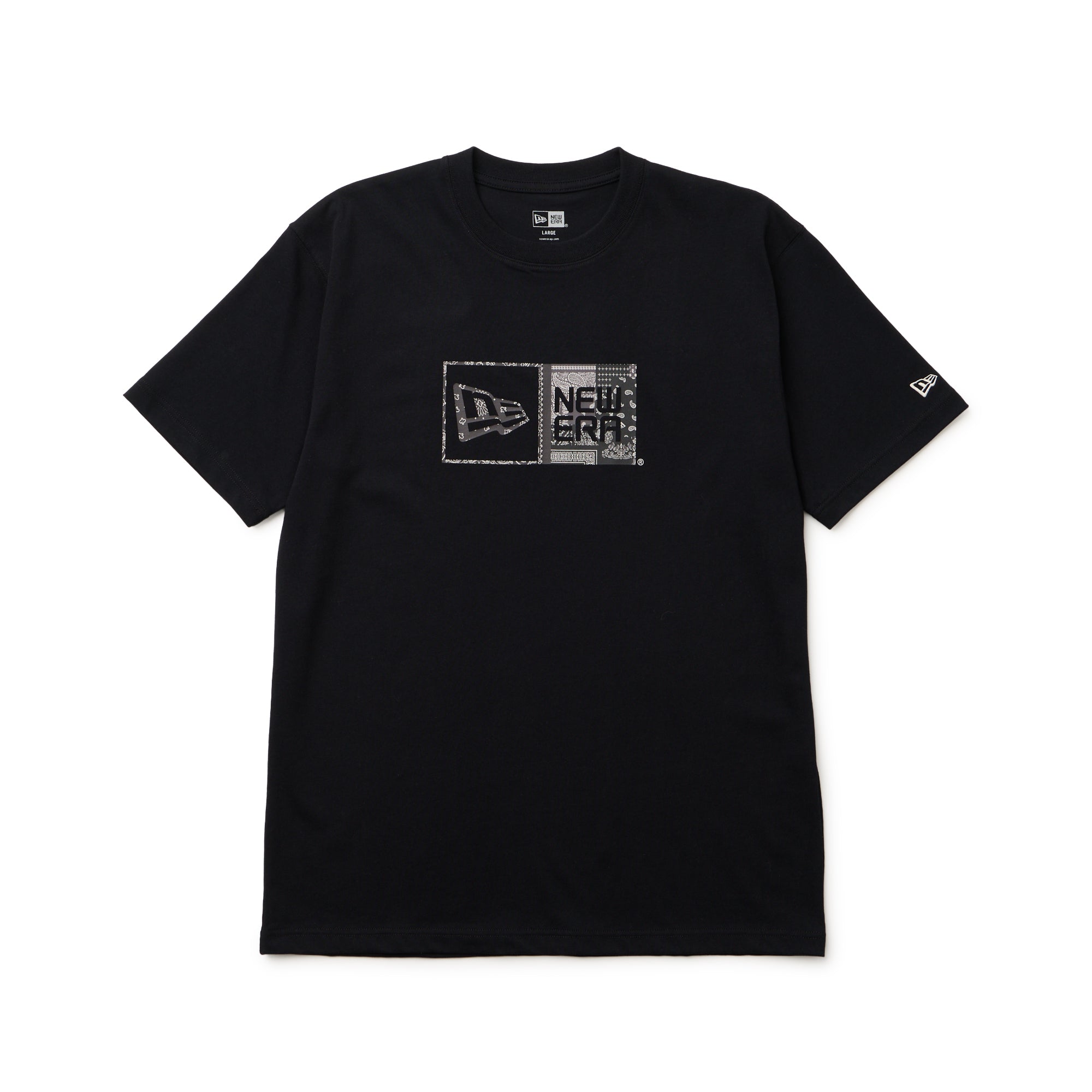 半袖 コットン Tシャツ Oriental Paisley ボックスロゴ ブラック