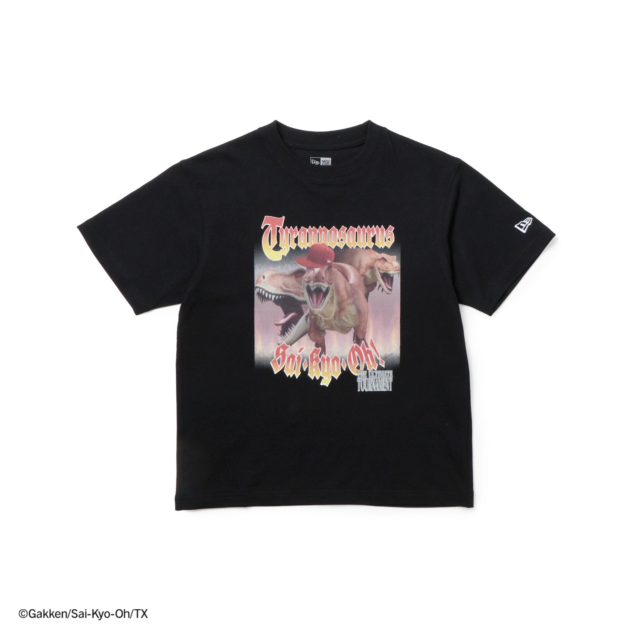 キッズ Youth 半袖 コットン Tシャツ 最強王図鑑 ティラノサウルス ブラック