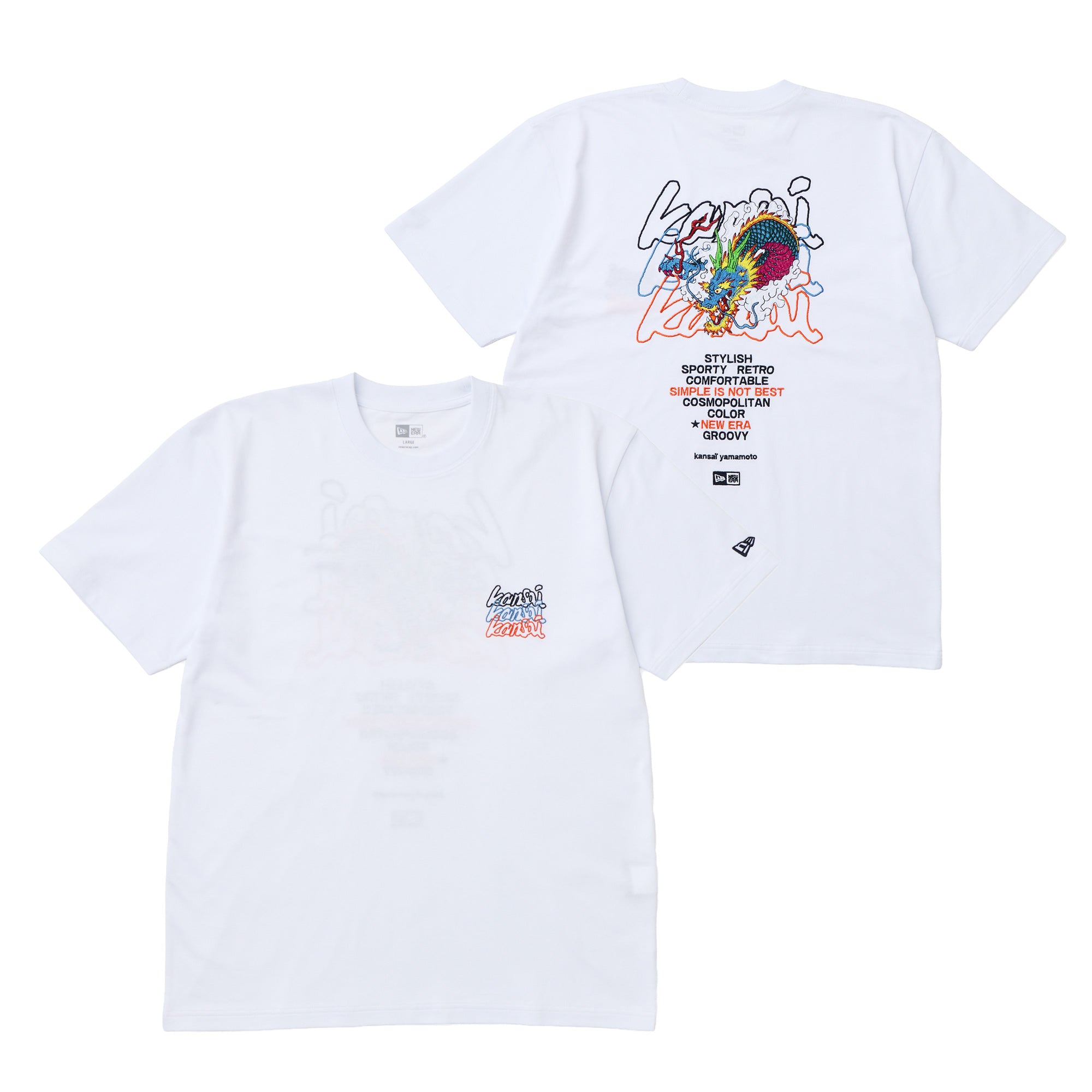 半袖 コットン Tシャツ kansaï yamamoto 龍 ホワイト