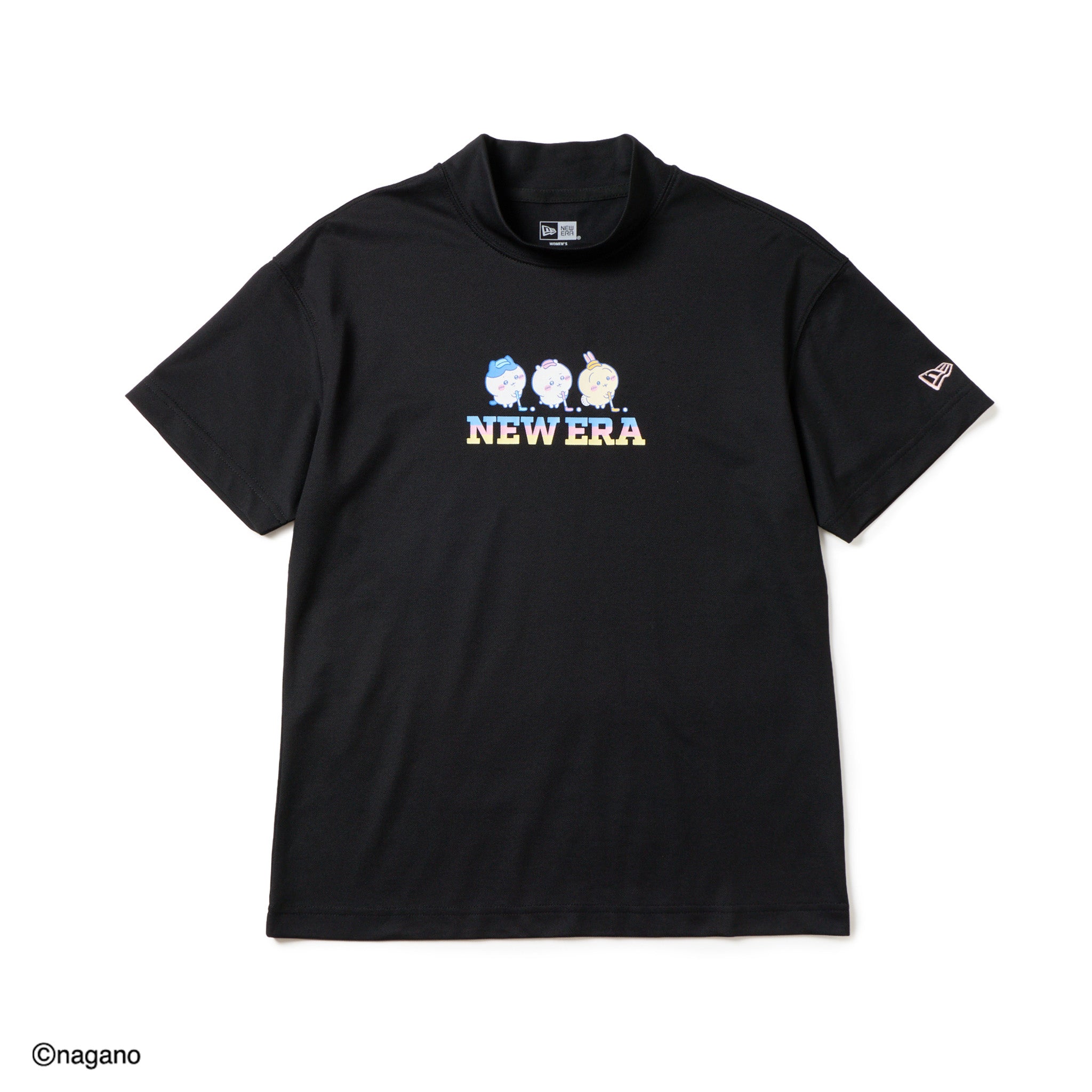 ウィメンズ 半袖 ミッドネック Tシャツ 鹿の子 ちいかわ / ちいかわ・ハチワレ・うさぎ ブラック/クロームホワイト | ゴルフ