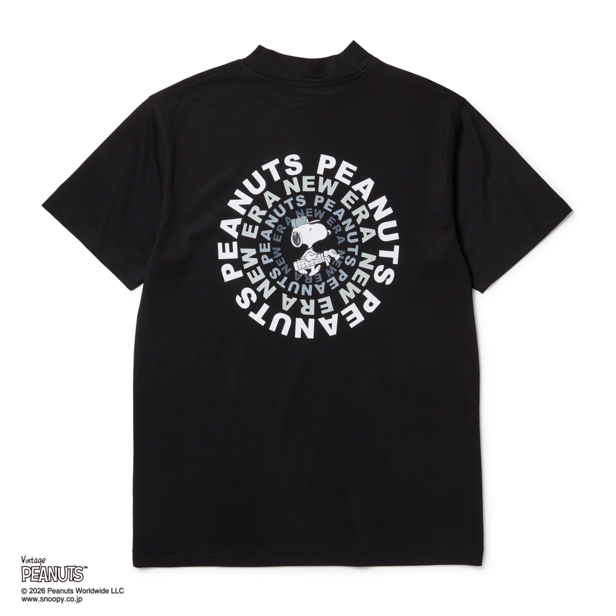 半袖 ミッドネック Tシャツ Vintage PEANUTS  ピーナッツ GOLF Circle ロゴ ブラック | ゴルフ
