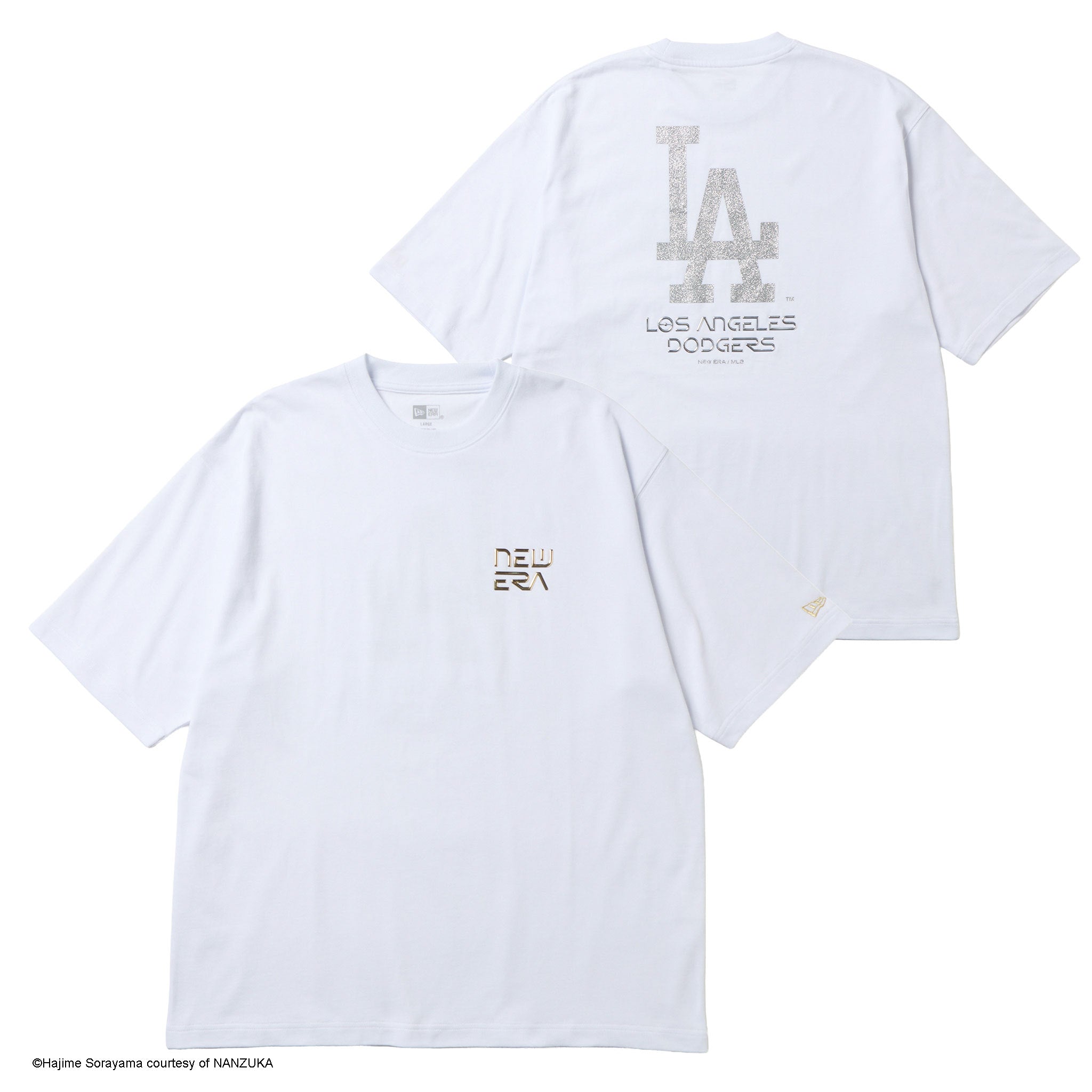 半袖 オーバーサイズド コットン Tシャツ HAJIME SORAYAMA ロサンゼルス・ドジャース TPU+グリッタープリント ホワイト