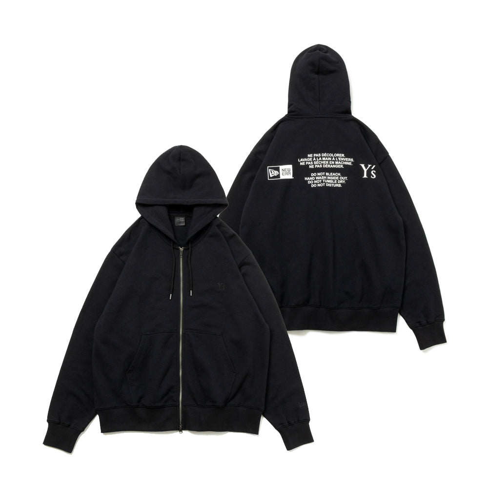 スウェット フルジップフーディー Y's SS26 Stitch Color ワードロゴ ブラック
