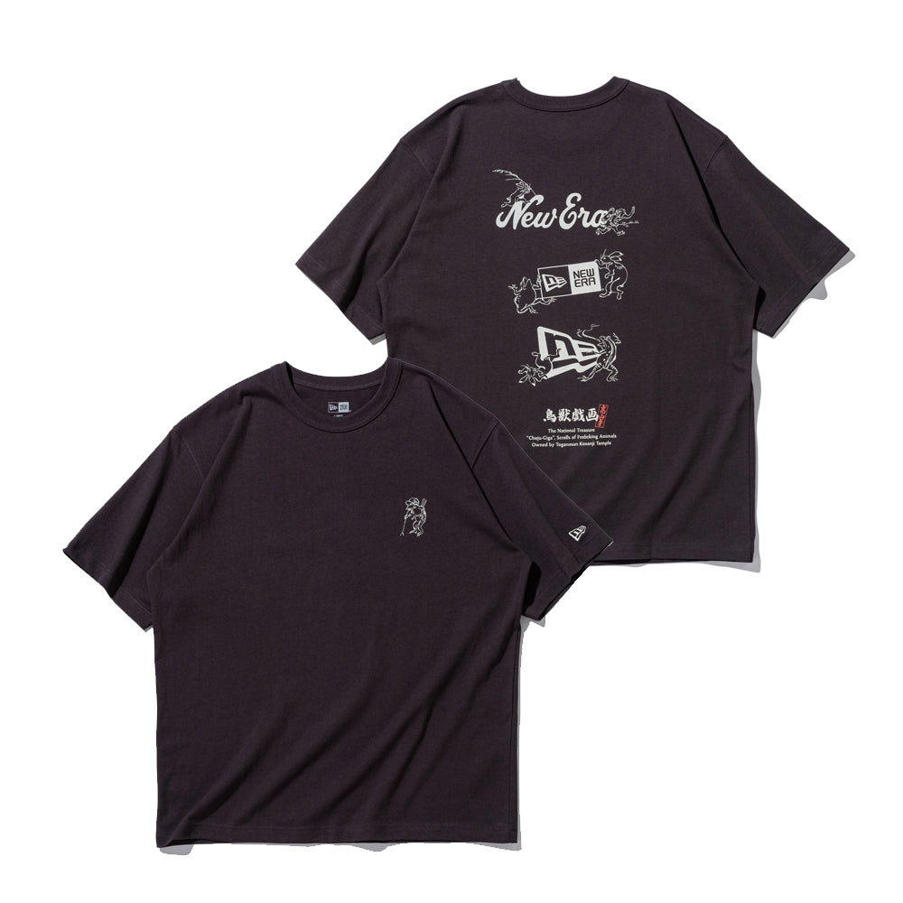 半袖 ウォッシュドコットン Tシャツ 鳥獣戯画 スミクロ