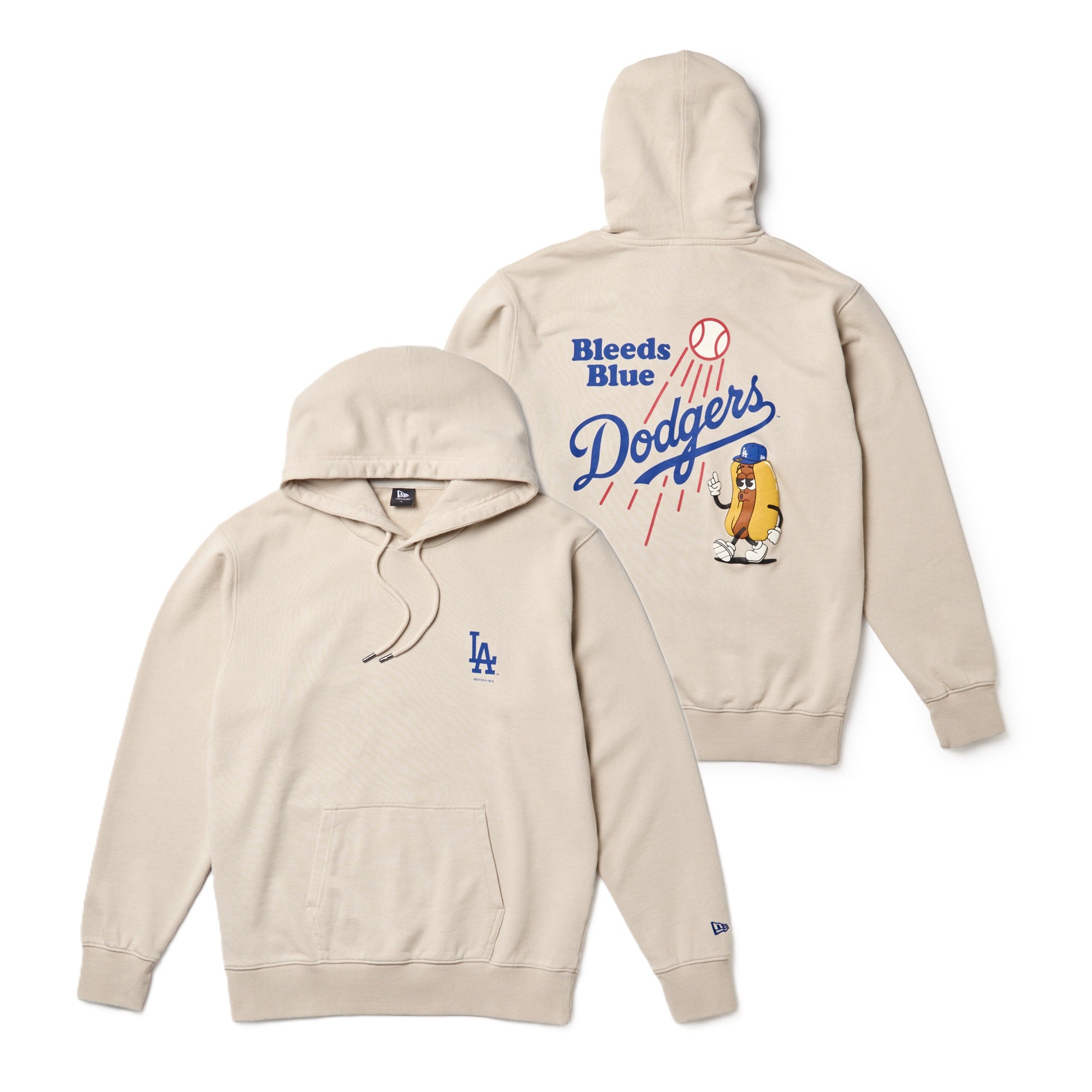 スウェット プルオーバー フーディー ロサンゼルス・ドジャース Bleeds Blue Hot Dog ストーン