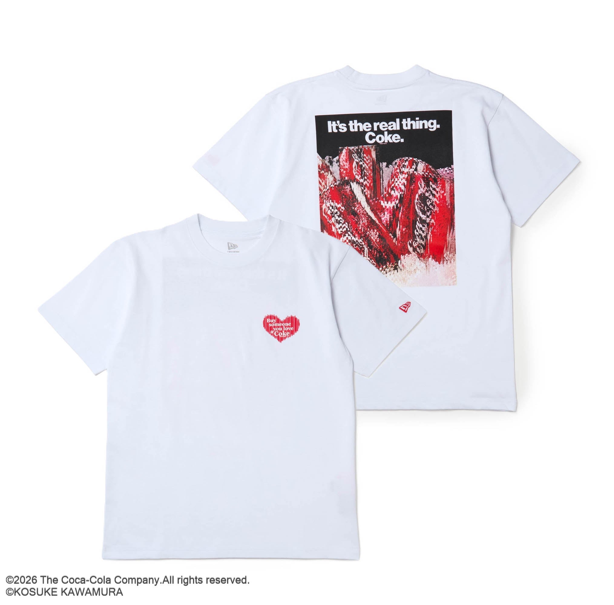 半袖 コットン Tシャツ Coca-Cola designed by Kosuke Kawamura コカ･コーラ Left Heart ホワイト