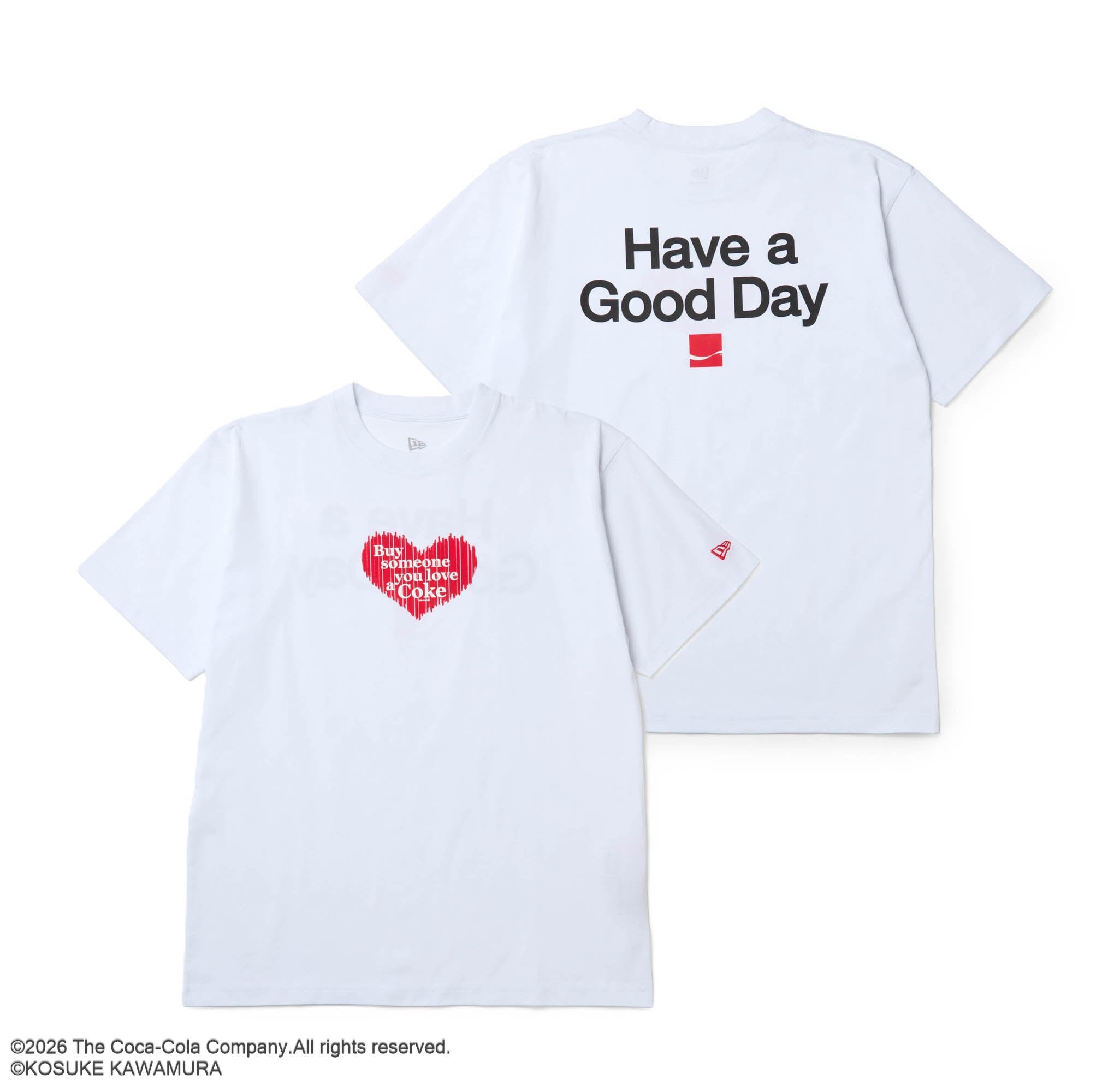 半袖 コットン Tシャツ Coca-Cola designed by Kosuke Kawamura コカ･コーラ Big Heart ホワイト