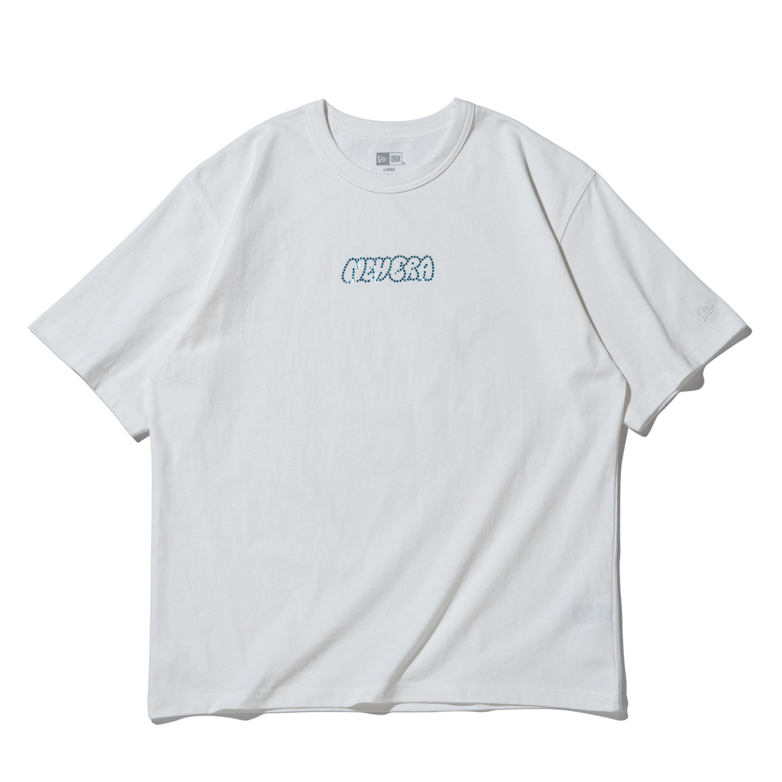 半袖 ウォッシュドコットンTシャツ Rhinestone ラインストーン オフホワイト