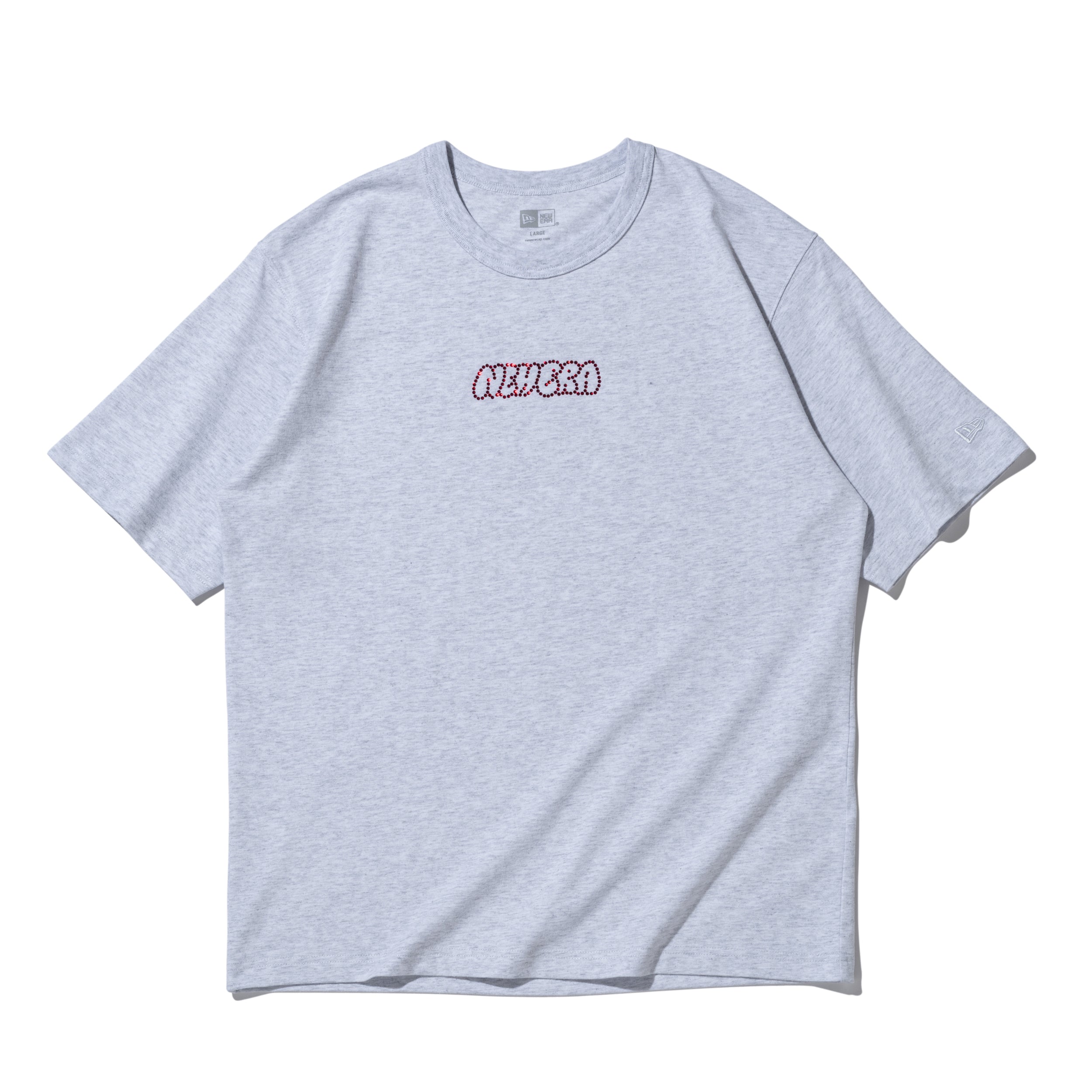 半袖 ウォッシュドコットンTシャツ Rhinestone ラインストーン アッシュグレー