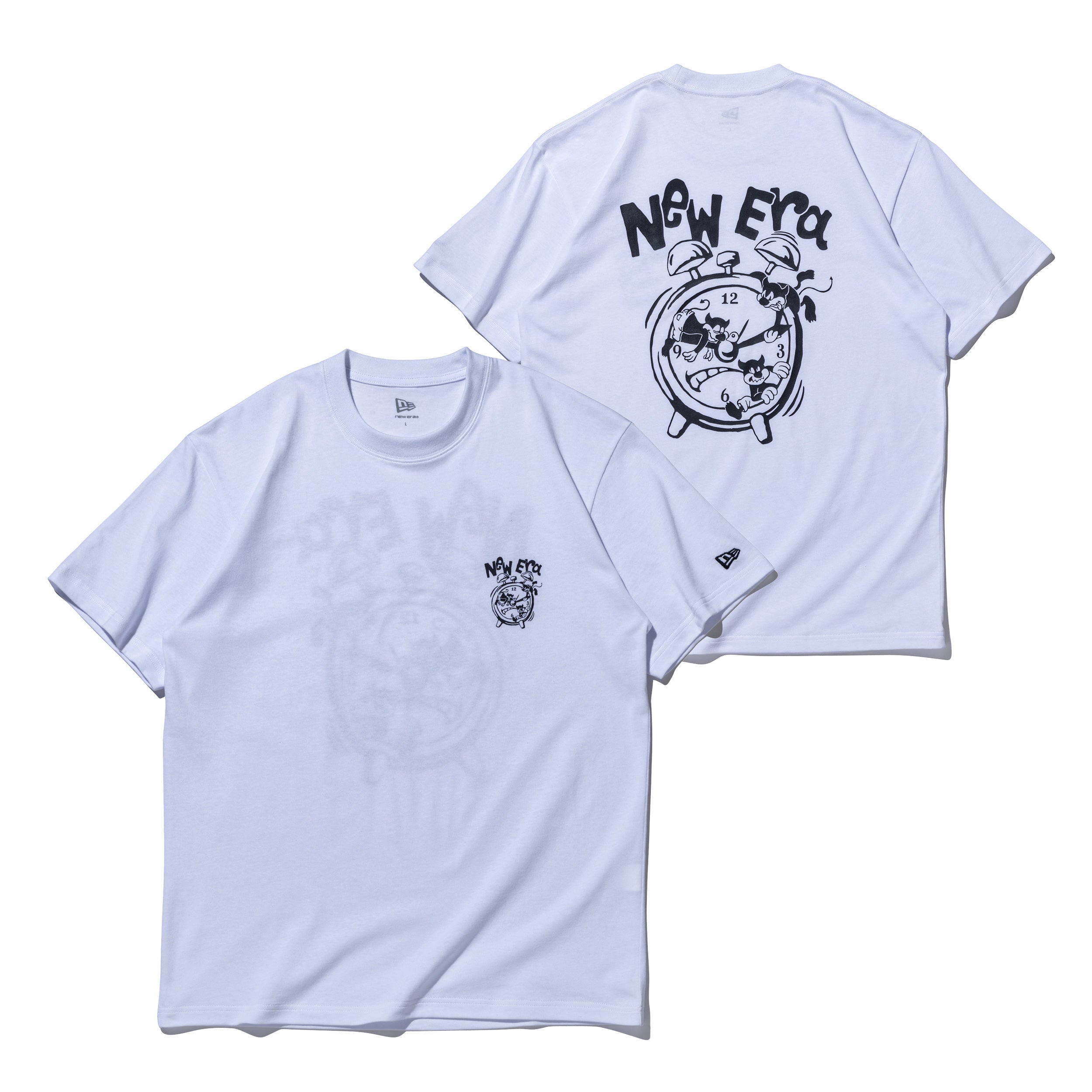 半袖 コットン Tシャツ Clock ホワイト