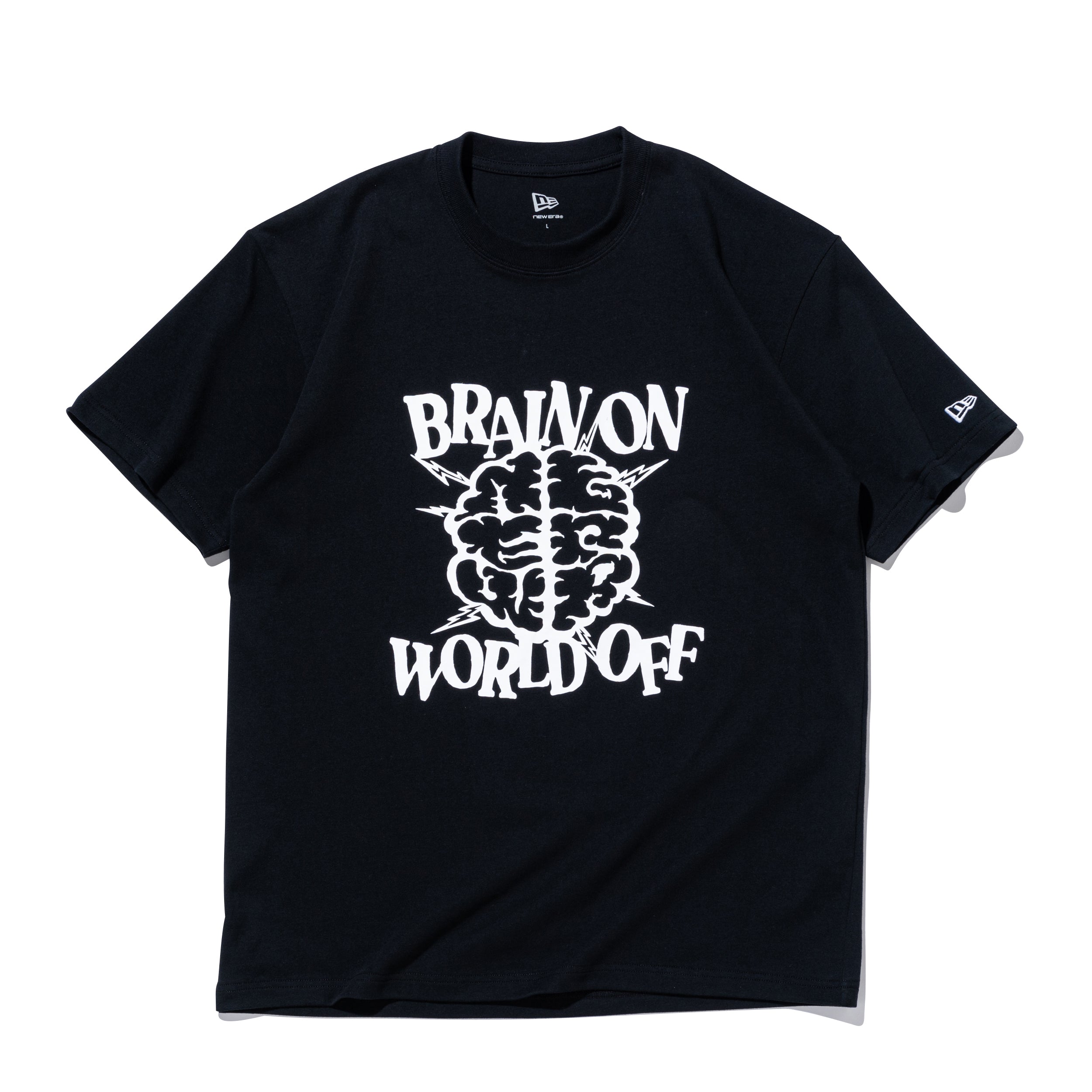 半袖 コットン Tシャツ Brain ブラック