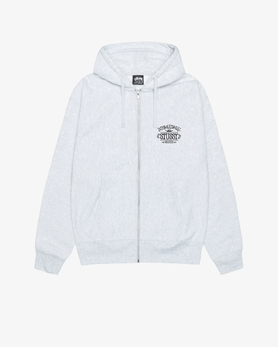 Stüssy Worldwide Zip Hoodie Ash Heather【男女兼用バージョン】