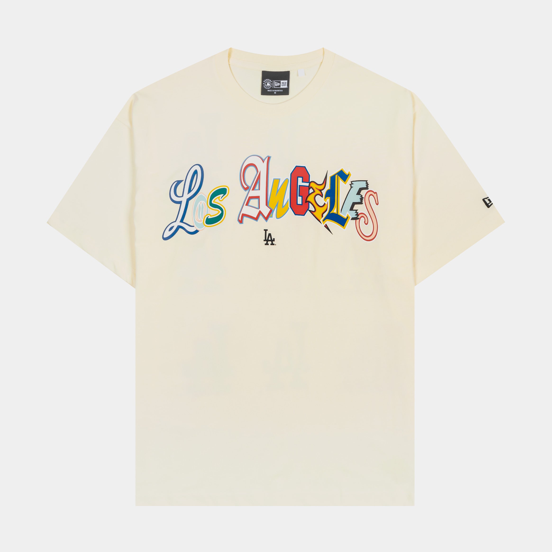 Los Angeles Dodgers Life Graphic Mens Short Sleeve Shirt (Cream/Red)