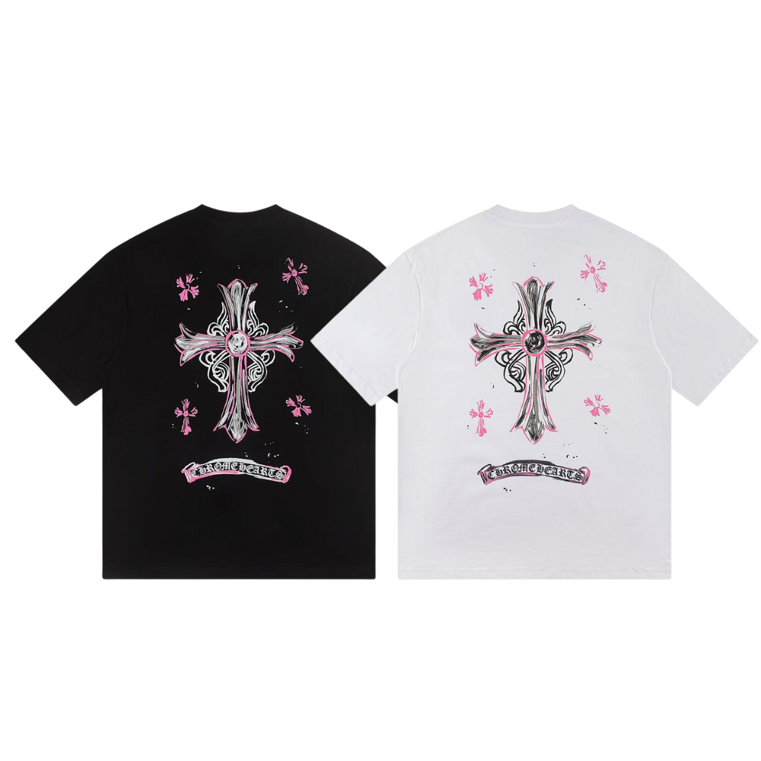 クロムハーツChrome Hearts Tシャツ黒&白 H0154　　男女兼用