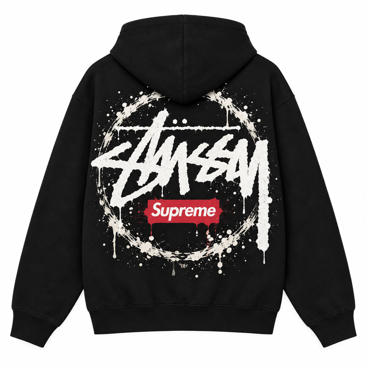 Supreme × Stussy スプリットボックス バックプリントパーカー