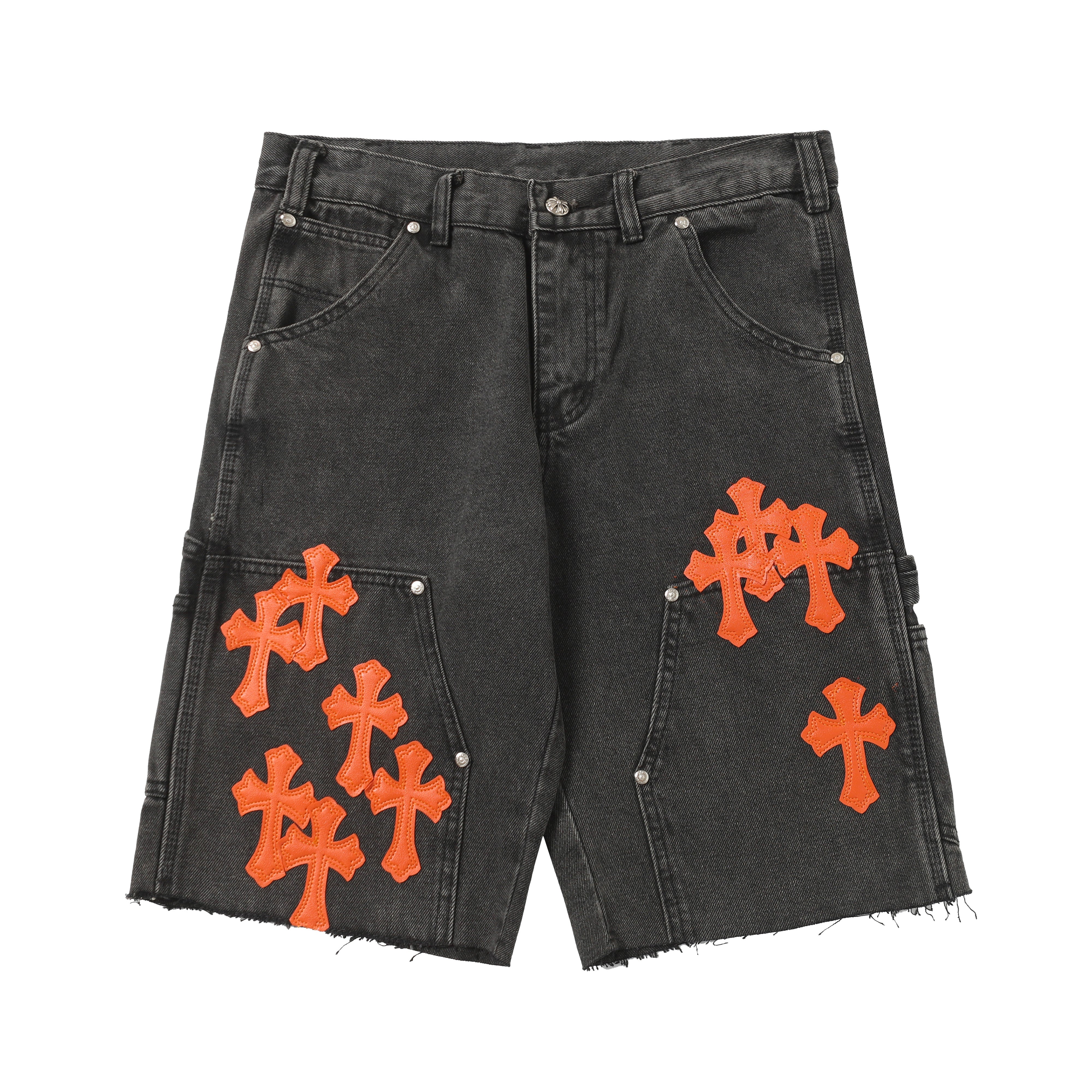 【Chrome Hearts】クロムハーツ ヴィンテージクロスパッチワーク ウォッシュドカーペンターデニムショートパンツ 9903