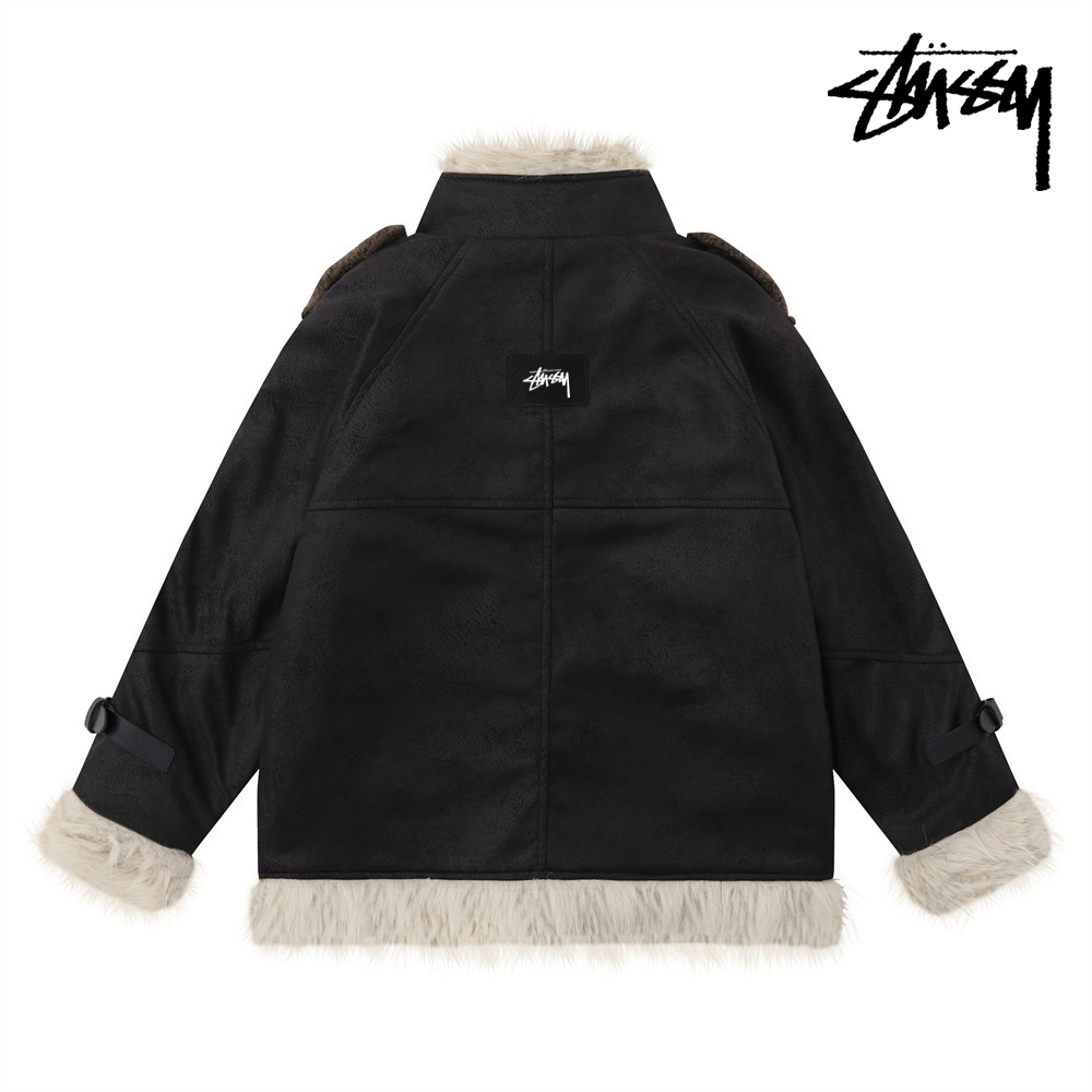 2025年新作 STUSSY ユニセックス スエード マイラール アメリカンスタイル パッチワーク ジャケット