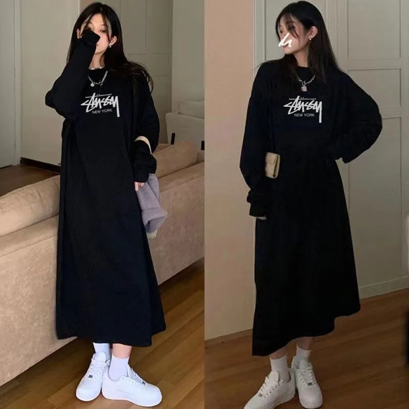 薄いフリース 超人気商品 大人の定番 オーバーサイズ 長袖 エレガント 長袖 ワンピース