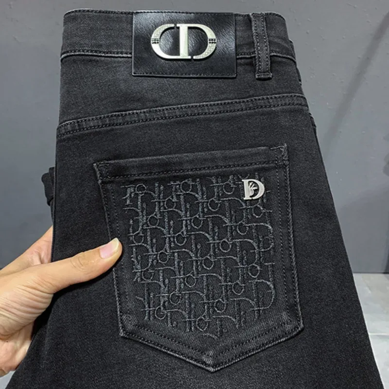 『28-36』高品質 春秋 伸縮性 エンボス加工 ウォッシュ加工 メンズデニムパンツ