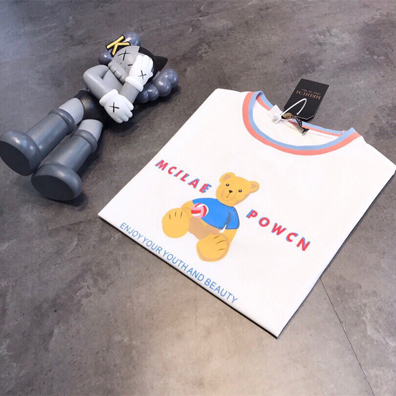 『フリーサイズ』好感度UP 元気いっぱい ラウンドネック カートゥーンプリント Tシャツ
