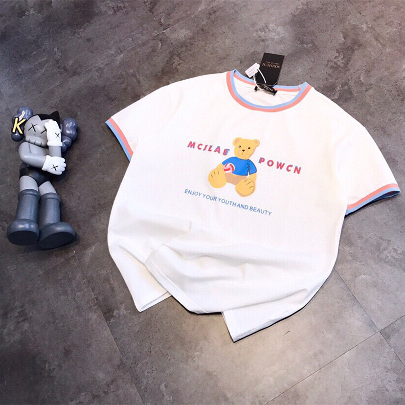 『フリーサイズ』好感度UP 元気いっぱい ラウンドネック カートゥーンプリント Tシャツ