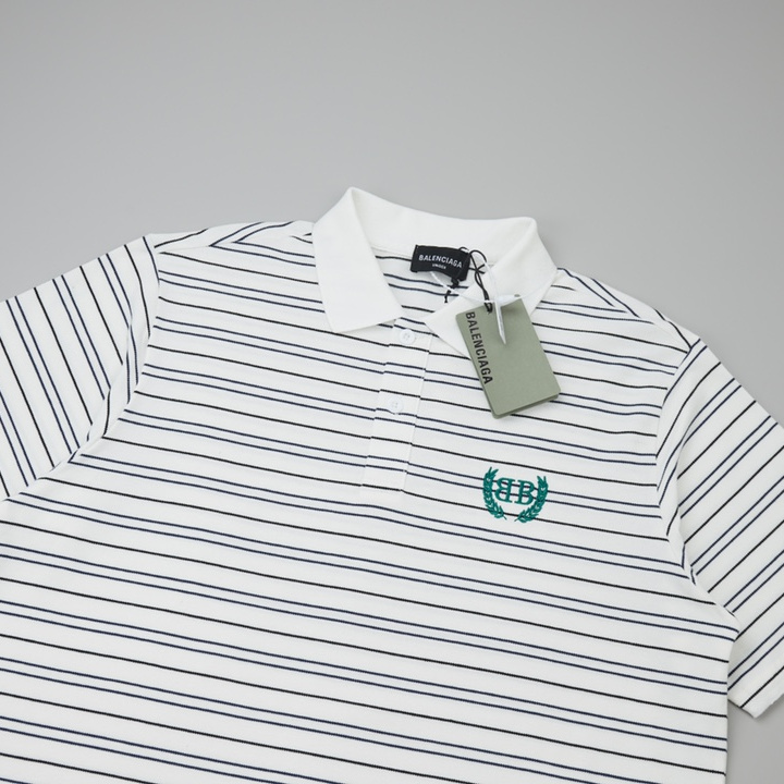 『S-XL』人気爆発中 質感のいい シンプル 折り襟 ボーダー柄 Tシャツ